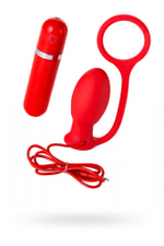 Анальная втулка с вибропулей красная 8 см