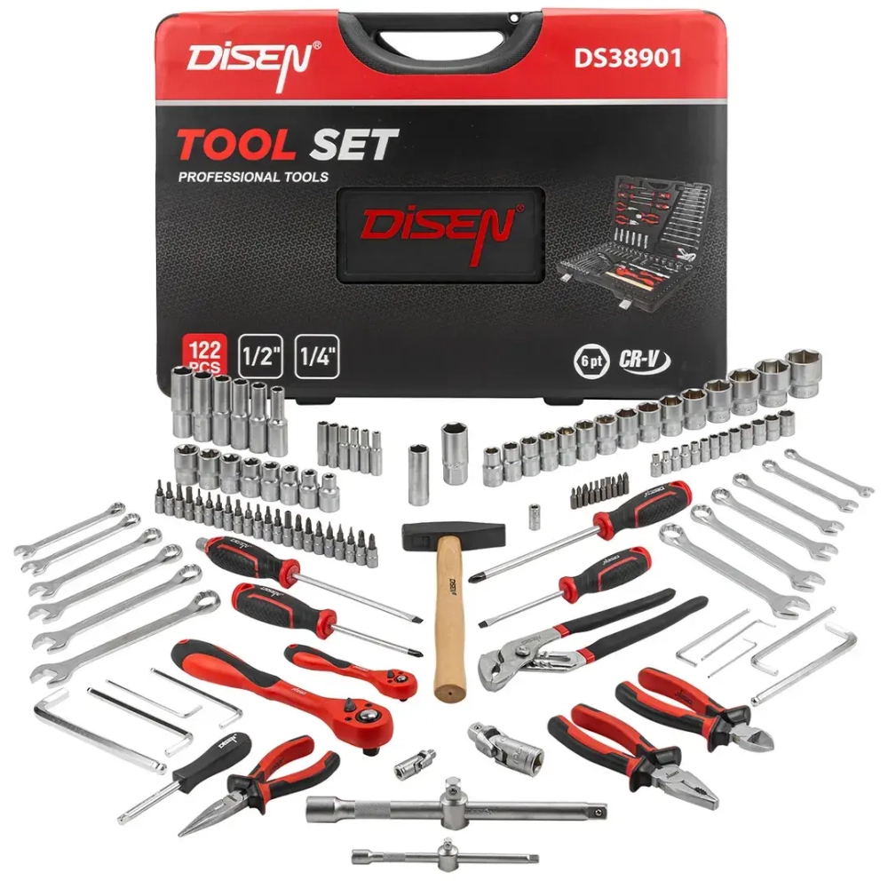 Набор инструментов 122 пр. 1/4'',1/2''(6гр.)(4-32мм) DISEN DS38901