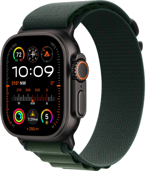 Apple Watch Ultra 2 49mm Alpine Loop Dark Green / Black Titanium Case