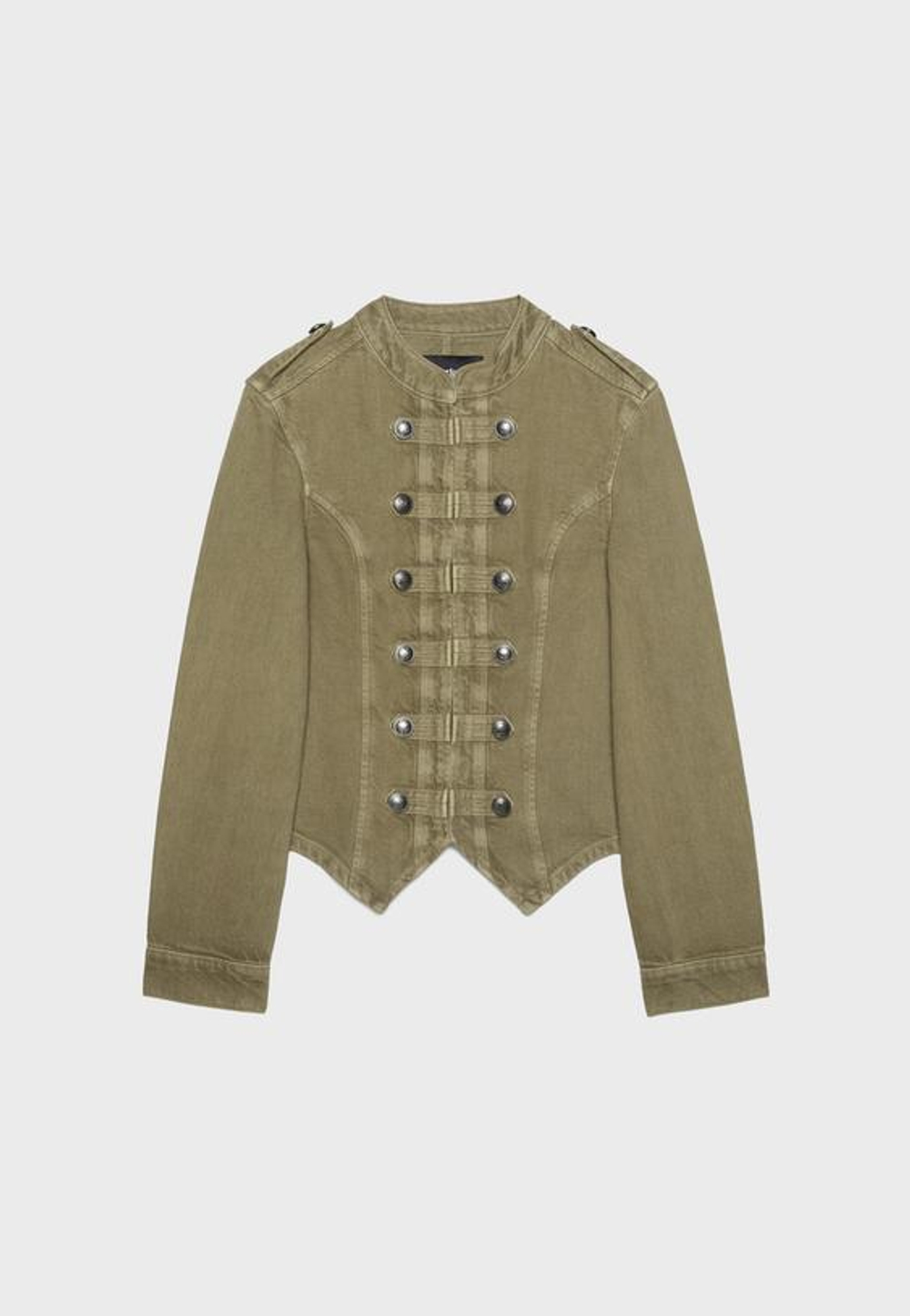 STRADIVARIUS ТВИЛОВАЯ КУРТКА С ПУГОВИЦАМИ, ХАКИ