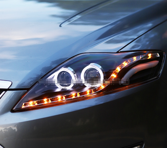 Передние фары Форд Мондео 4 2007-2013 V1 type [Комплект Л+П; ходовые огни; динамичный поворотник; электрокорректор; би LED линза]