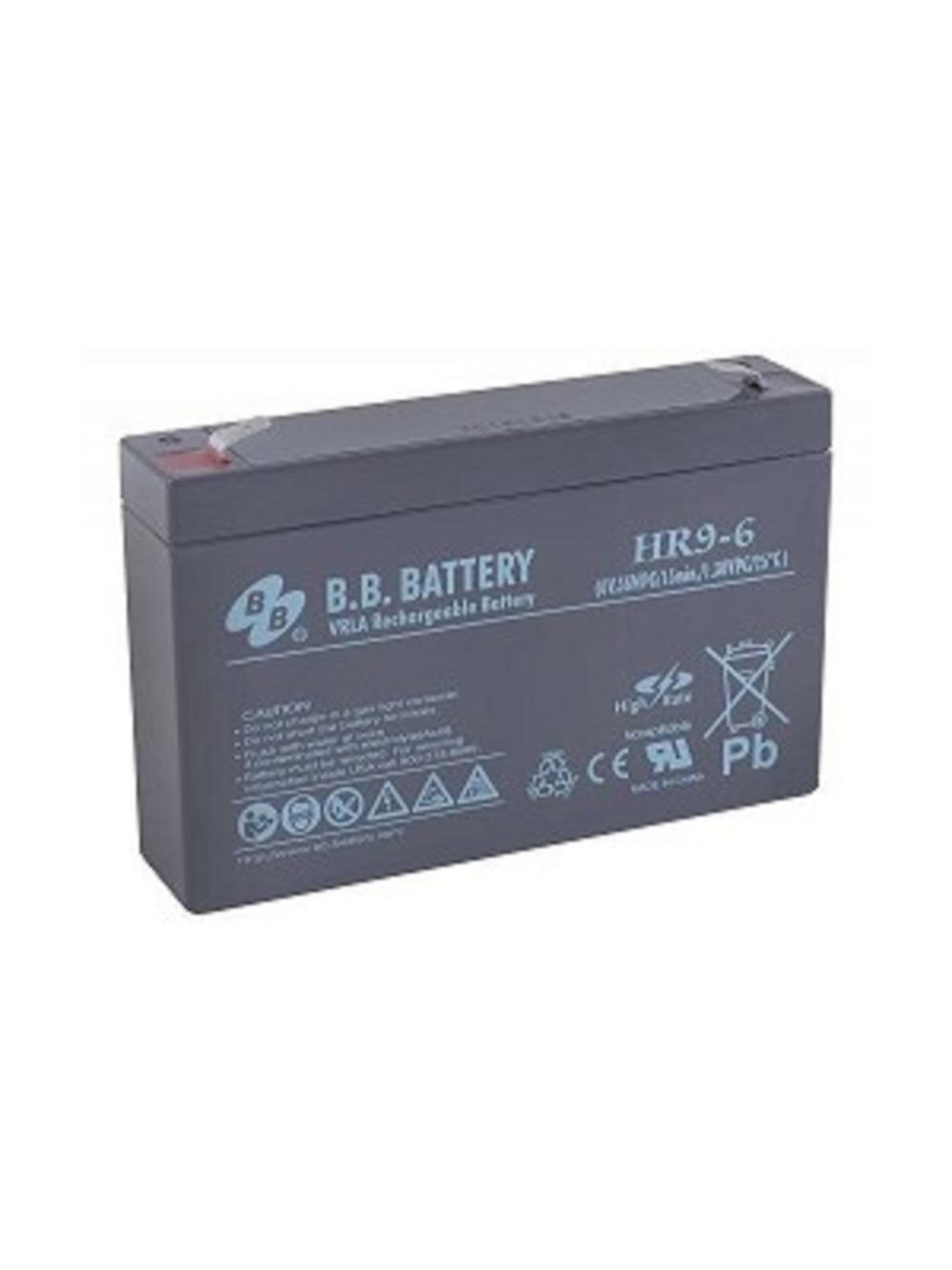 АКБ B.B. Battery HR 9-6 (HR9-6FR) 6В 9Ач, ДхШхВ 151x34x94 мм, масса 1.4 кг, клеммы F2