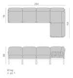 Диван пластиковый с подушками Nardi Komodo 5, тортора, серый