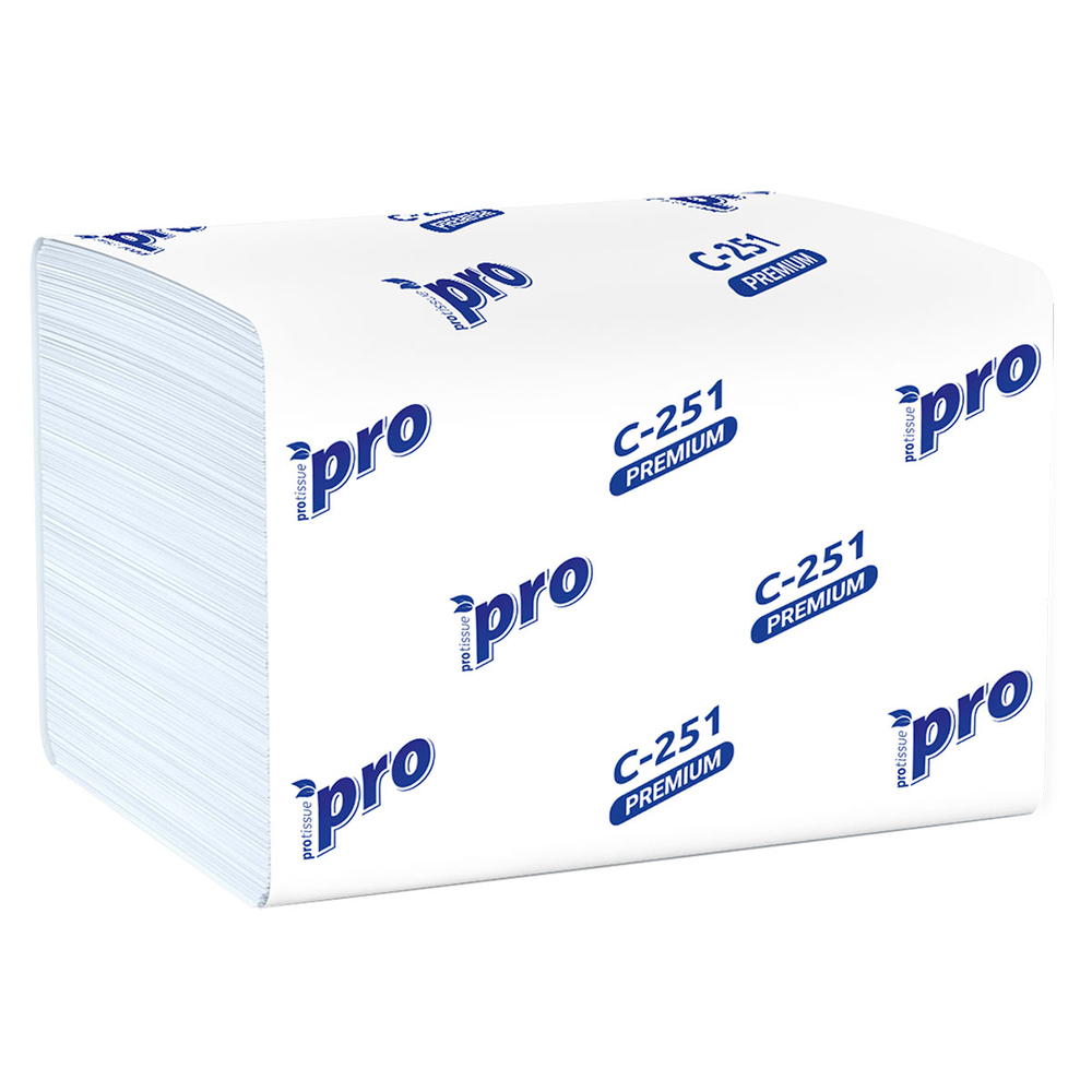 Салфетки для настольных диспенсеров Protissue Premium С-251 2-х слойные 16х21 см белые 200л 1/20