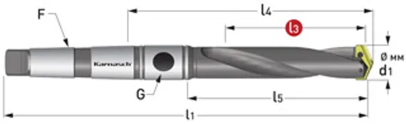 Корпус сверла со сменными пластинами Karnasch 9,5-11,0×60,3 мм, КМ2, ISO 296, арт. 22.1030.00603.0095