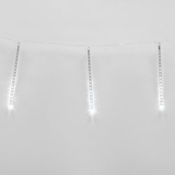 ULD-E2403-144-DTK WHITE IP44 METEOR Занавес светодиодный фигурный Падающие звезды. соединяемый. 2х0.3м. 8 подвесов. Белый свет. Провод прозрачный. TM Uniel.