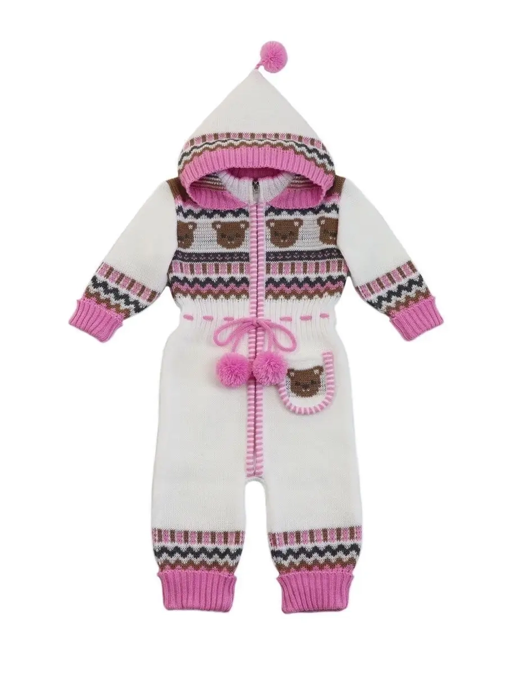 Вязаный комбинезон для новорожденных и малышей на молнии