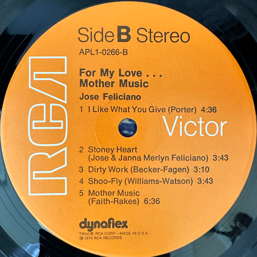 Jose Feliciano - For My Love...Mother Music (США 1974г.)