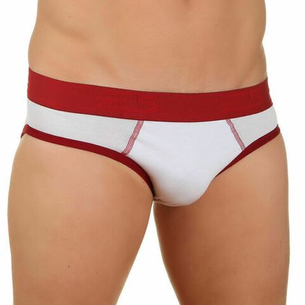 Мужские трусы слипы белые с красной окантовкой E5