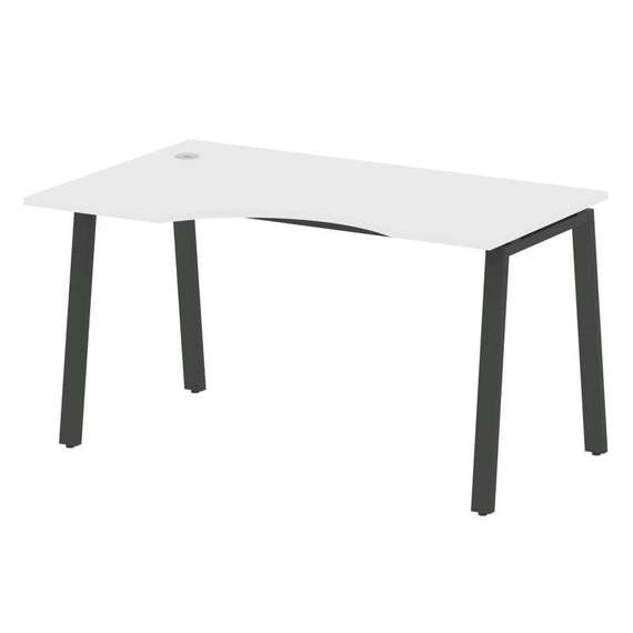 Metal System Стол криволинейный левый на А-образном м/к БА.СА-2 (L) Белый/Металл Антрацит 1400*900*7