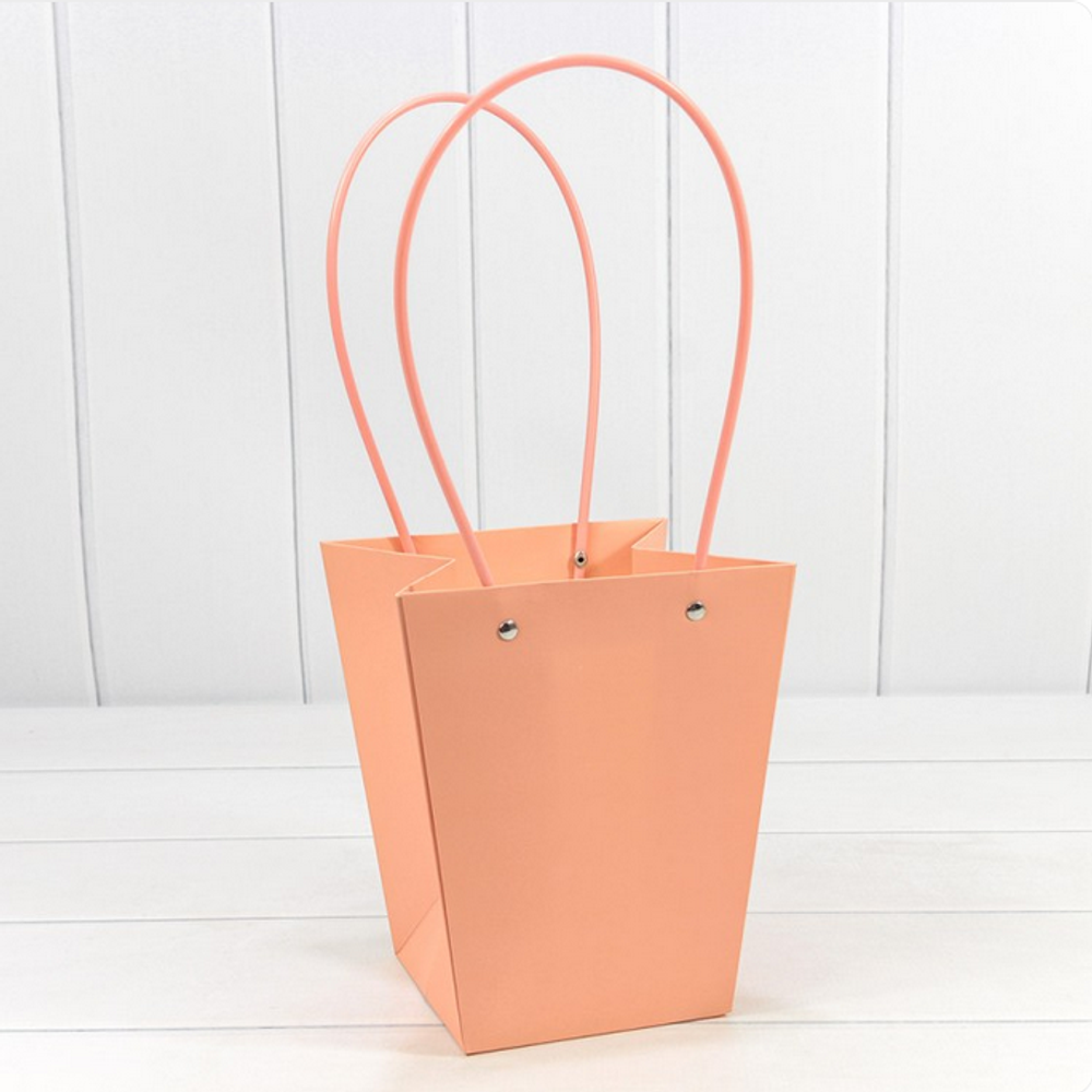 Пакет подарочный 20х17х12 Ваза для цветов (Персиковый)