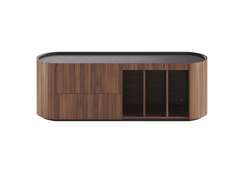 Тумба Lagom под ТВ 2 ящика 3 ниши ширина 140 см (орех, черный)