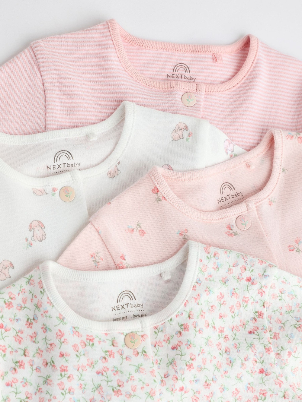 Комбинезон / Cлип для малышей Next K79-420, 4 шт., Молочный, Белый, Розовый