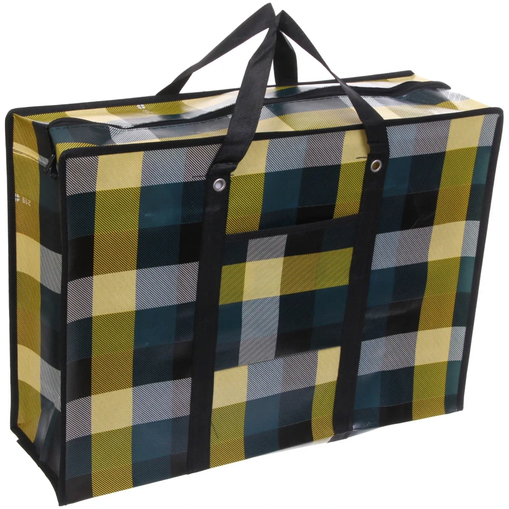 Сумка хозяйственная с внешним карманом « БАУЛ», цвет жёлтый/чёрный, 60*45*20см / до 11кг