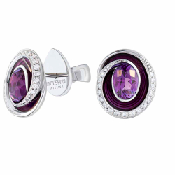 Серьги с Аметистами и Бриллиантами, Эмаль, E0123-30/1