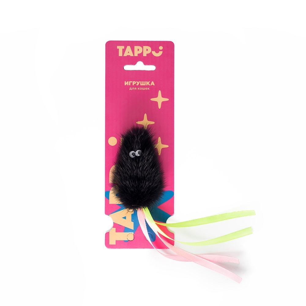 Tappi Игрушка мышь &quot;Саваж&quot; для кошек, из натурального меха норки с хвостом из лент
