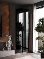 Шкаф Распашной Серый/Черный 81х220x52,5 SOHO полки и ручка