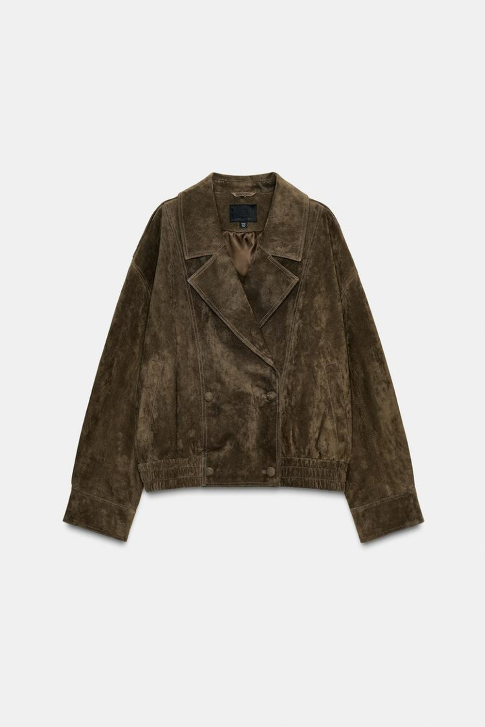 ZARA КУРТКА 100% ЗАМША С МЕХОМ, ХАКИ