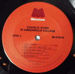 Винтажная виниловая пластинка LP Charlie Byrd In Greenwich Village (USA 1978)