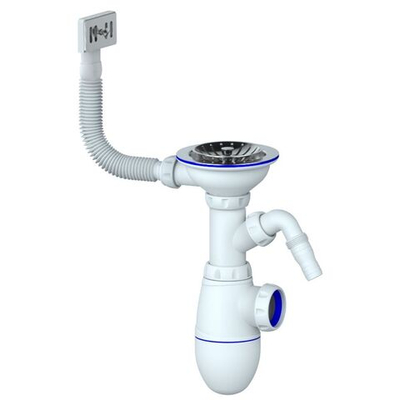 Сифон для мойки, бутыл, 4"х40, перелив., пер прям, с отводом, Unicorn, В430V