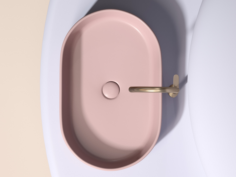 Умывальник чаша накладная овальная (цвет Розовый Матовый) Element 608x385x122мм