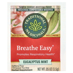 Traditional Medicinals, Breathe Easy, эвкалипт и мята, без кофеина, 16 чайных пакетиков в упаковке, 24 г (0,85 унции)
