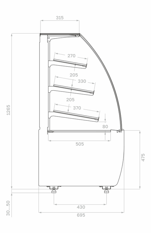 Хлебная витрина Carboma K70 N 0,9-1 LIGHT Bread (версия 2.0) (Flandria 2)