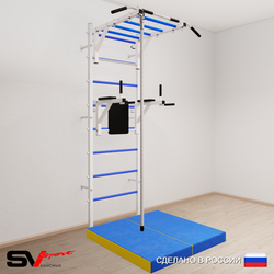 Шведская стенка Sv Sport усиленная 6404 (Турник рукоход/Брусья/Канат/Мат 1м)