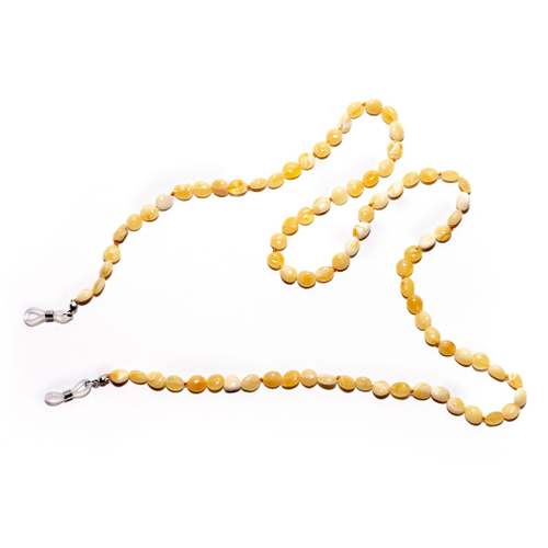Держатель для очков из натурального янтаря, длина 70 см. Цепочка для очков натуральный камень