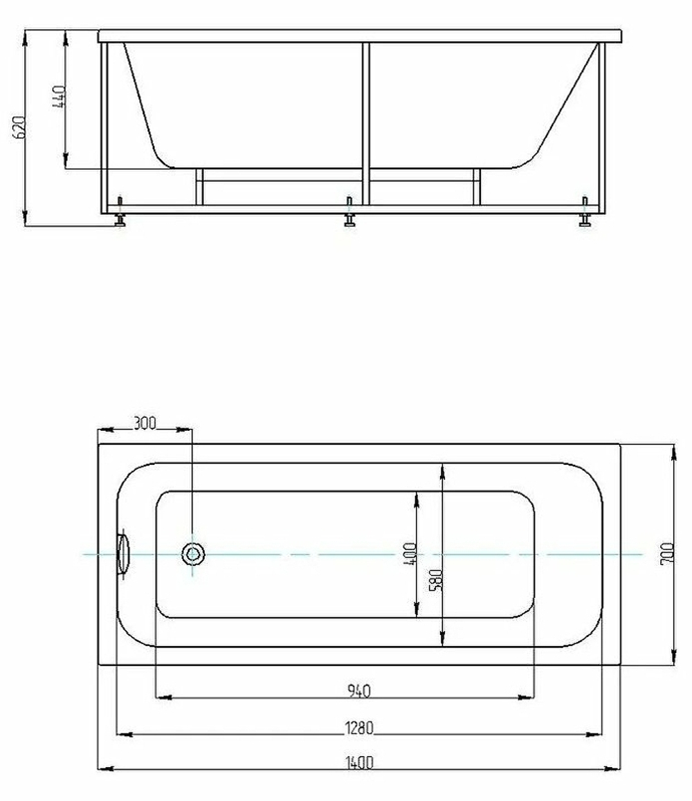 Акриловая ванна Aquatek Eco-friendly Мия 140x70 MIY140-0000001 без панелей, каркаса и слив-перелива