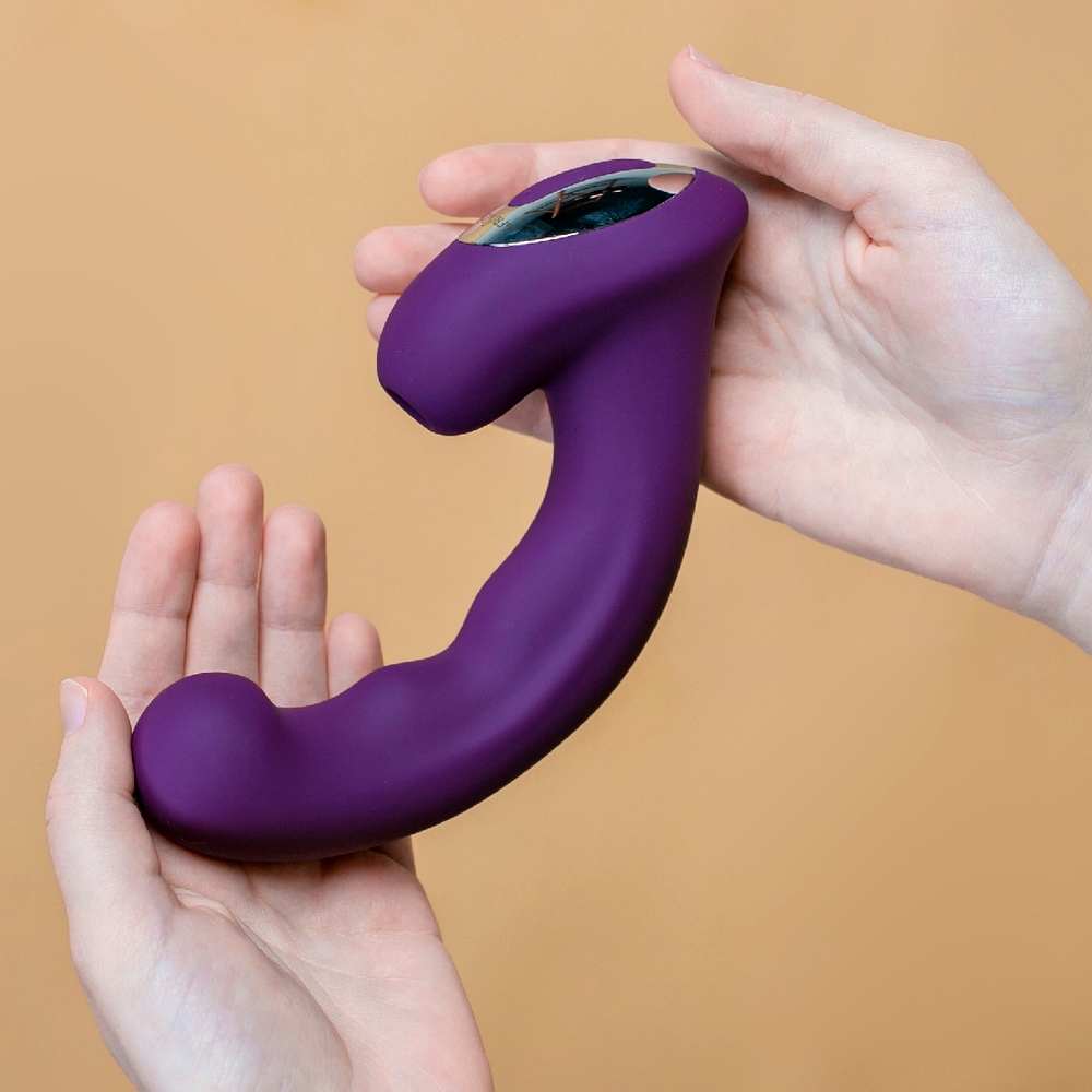 Вакуумный стимулятор клитора с вибратором Phoenix сливовый 18 см