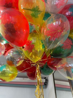 Шар кристалл 14" Лист Кленовый (ассорти: красный, желтый, зеленый, прозрачный).