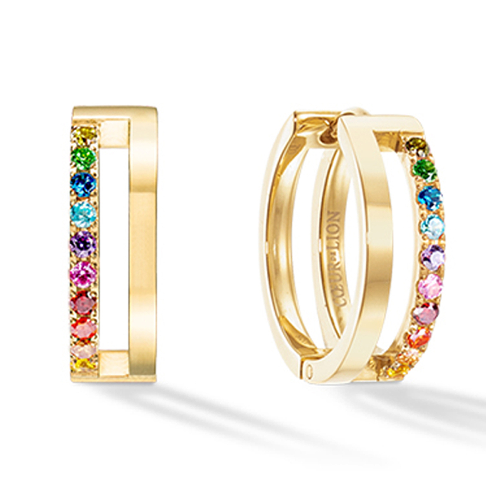Серьги Coeur de Lion Multicolour Rainbow-Gold 0136/21-1535