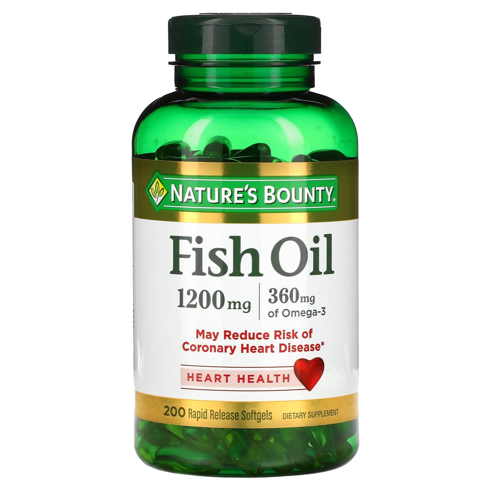 Nature's Bounty, Рыбий жир, 1200 мг, 200 мягких таблеток быстрого высвобождения