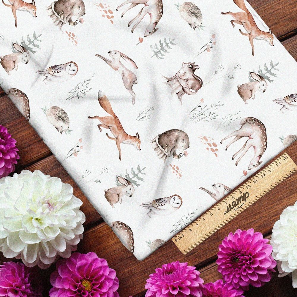 Ткань таффета лесные зверьки