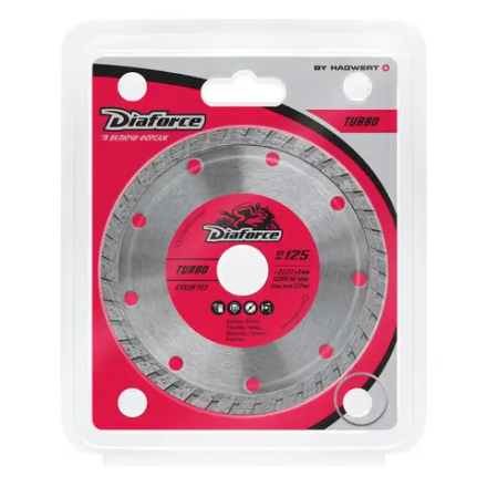 Диск алмазный TURBO 125х22,23х8х2,0 мм сухой рез DIAFORCE 501125