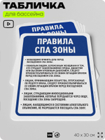 Табличка для бассейна "Правила спа-зоны", на пляж, для общественной и частной зоны отдыха, информационная, 40х30 см, Silver Plane x Айдентика Технолоджи