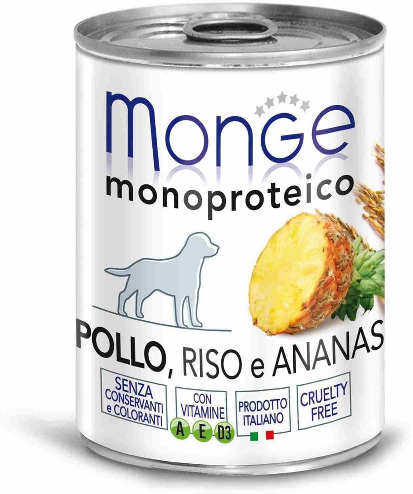 Monge Dog 400г. Monoproteico Fruits консервы для собак паштет из курицы с рисом и ананасами