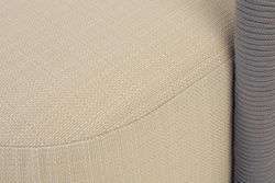 "Верона" диван 3-местный плетеный из роупа, каркас алюминий светло-серый (RAL7035) муар, роуп светло-серый круглый, ткань Mossle светло-бежевая