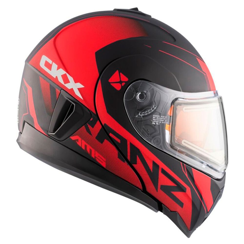 Шлем CKX TRANZ 1,5 Ams DL+EDL Caliber Matt red XS