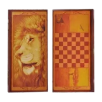 Набор 2 игры с доской "Лев" ( шашки, нарды), игральная доска 60 x 60 см. SA-42806
