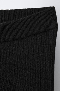 ZARA РАСКЛЕШЕННЫЕ ТРИКОТАЖНЫЕ ЛЕГИНСЫ С БАНТИКАМИ, ЧЕРНЫЙ