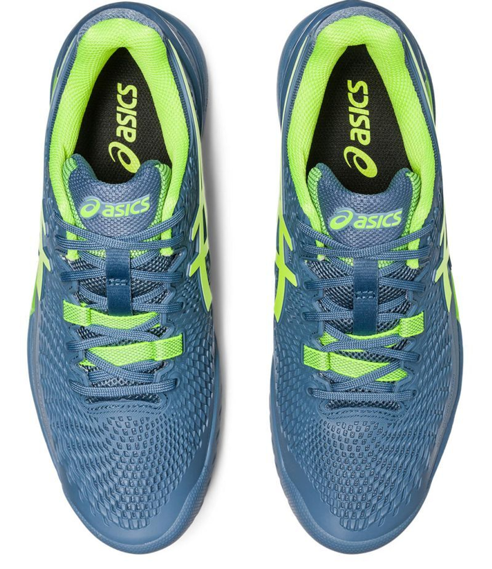 Мужские кроссовки теннисные Asics Gel-Resolution 9 - steel blue/hazard green