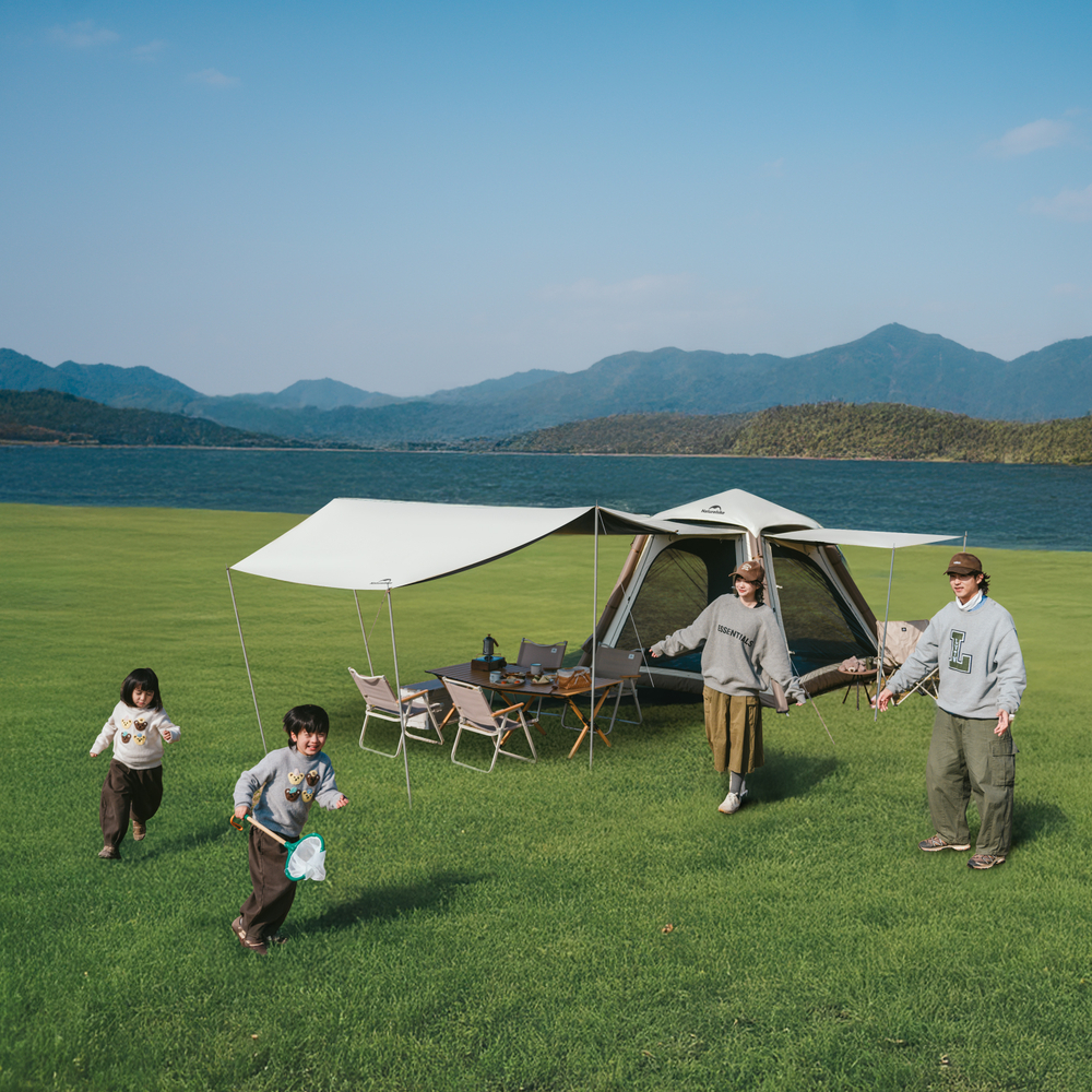 Палатка Naturehike Ango Air Pro, 4-местная, быстросборная, надувной каркас, серая, артикул CNK2550WS017-4G