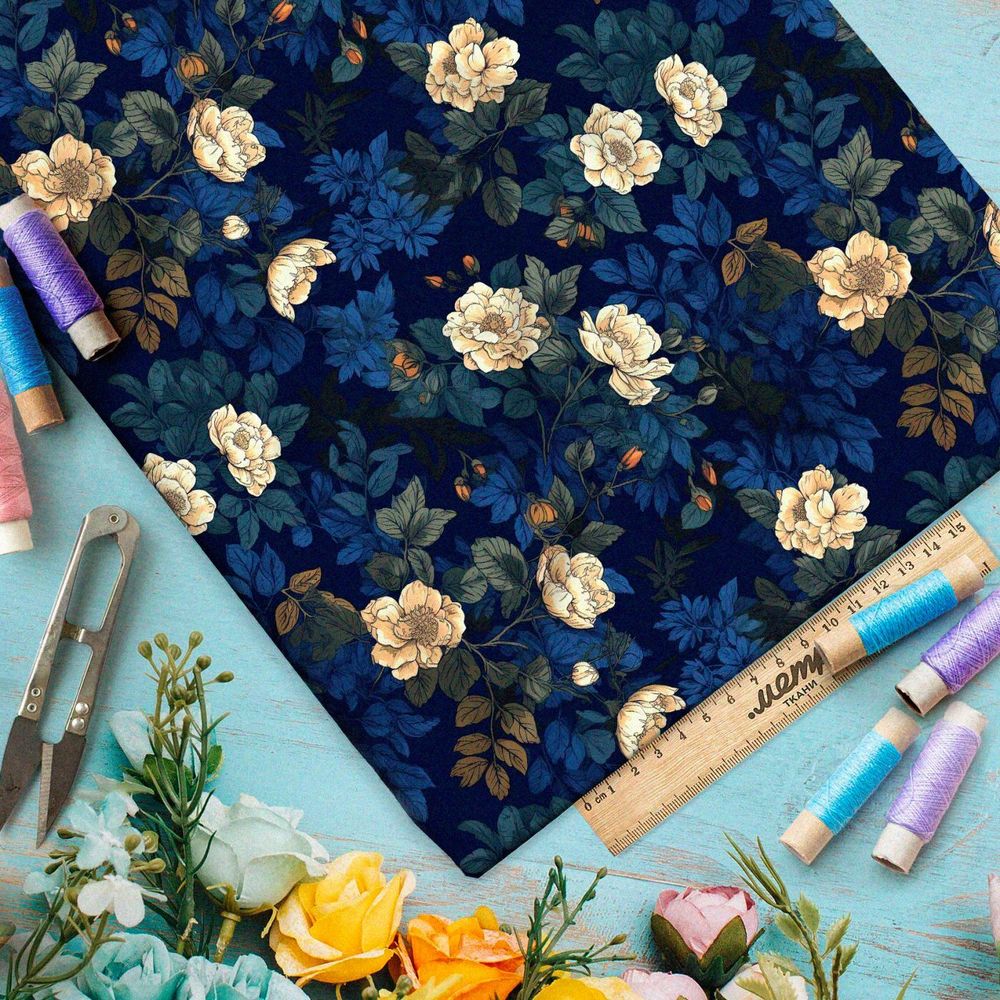 Ткань Барби ночная цветочная сюита