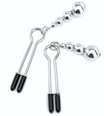 Серебристые зажимы на соски с бусинами (Цвет: серебристый)