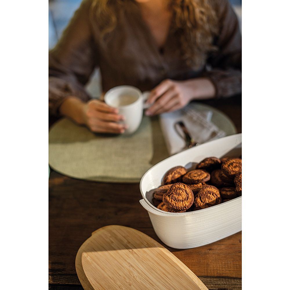 Хлебница с бамбуковой крышкой Tierra, 3 л, молочная