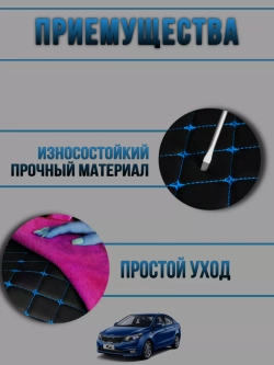 Чехлы на козырьки Kia Rio (2011-2017) синяя Бабочка