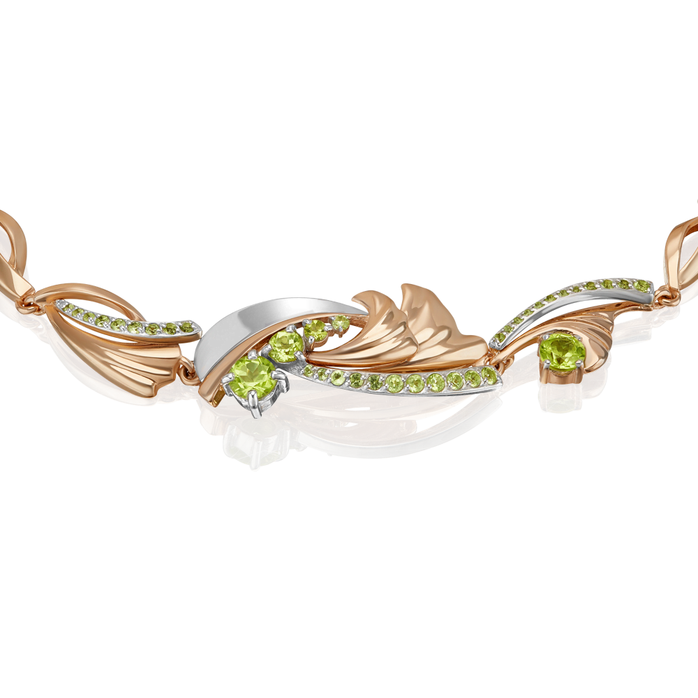 Браслет «Стихия Земли» из комбинированного золота c хризолитами Артикул: 05-0798-00-205-1111