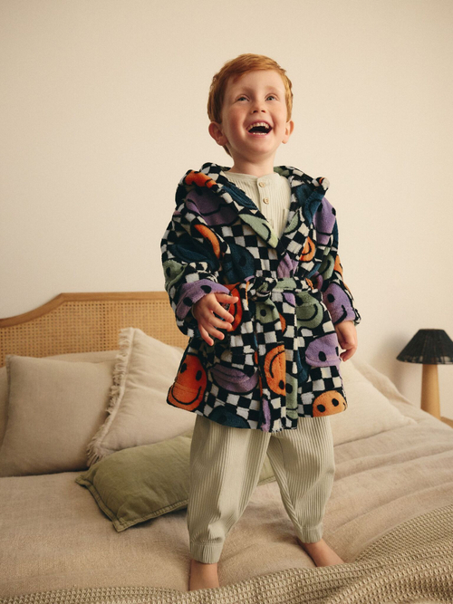 Халат флисовый для мальчика Next E90-763, Бежевый, Черный